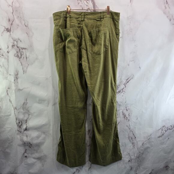 Cabi Pants Womens 14 Green Linen Wide Leg High Rise Charlie Trouser 5314R - Picture 5 of 10